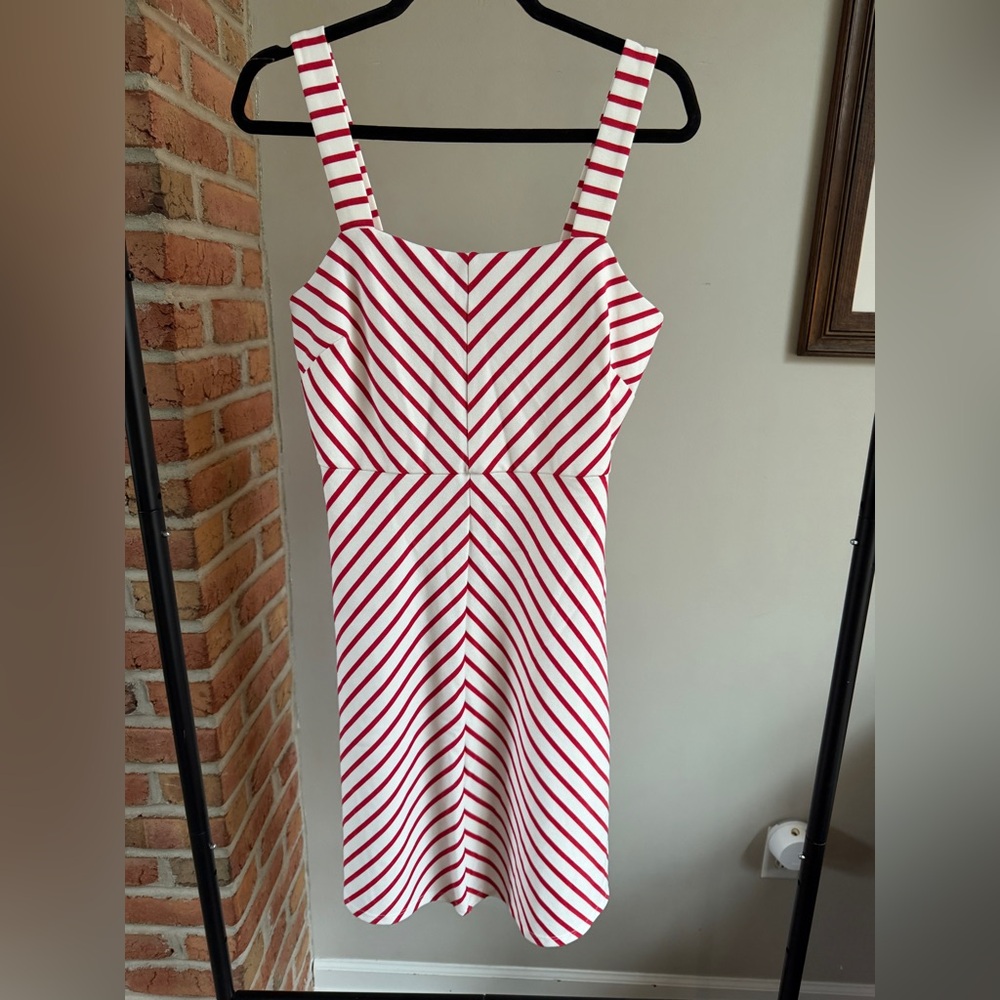 4th of July! Patriotic Draper James Red and White Cinched Waist Dress Preppy
